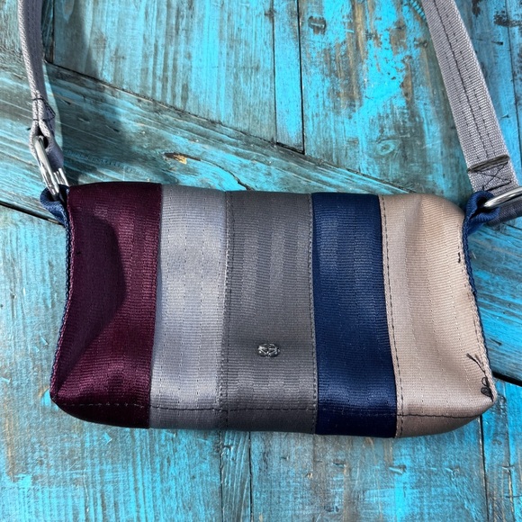 U.S.E.D. Recycled Seatbelt Flap Close Mini Purse - Picture 4 of 14